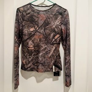 Sheer Camo Long Sleeve Women's Top